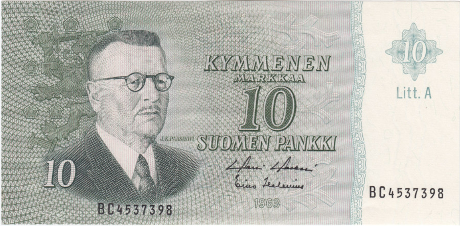10 Markkaa 1963 Litt.A BC4537398